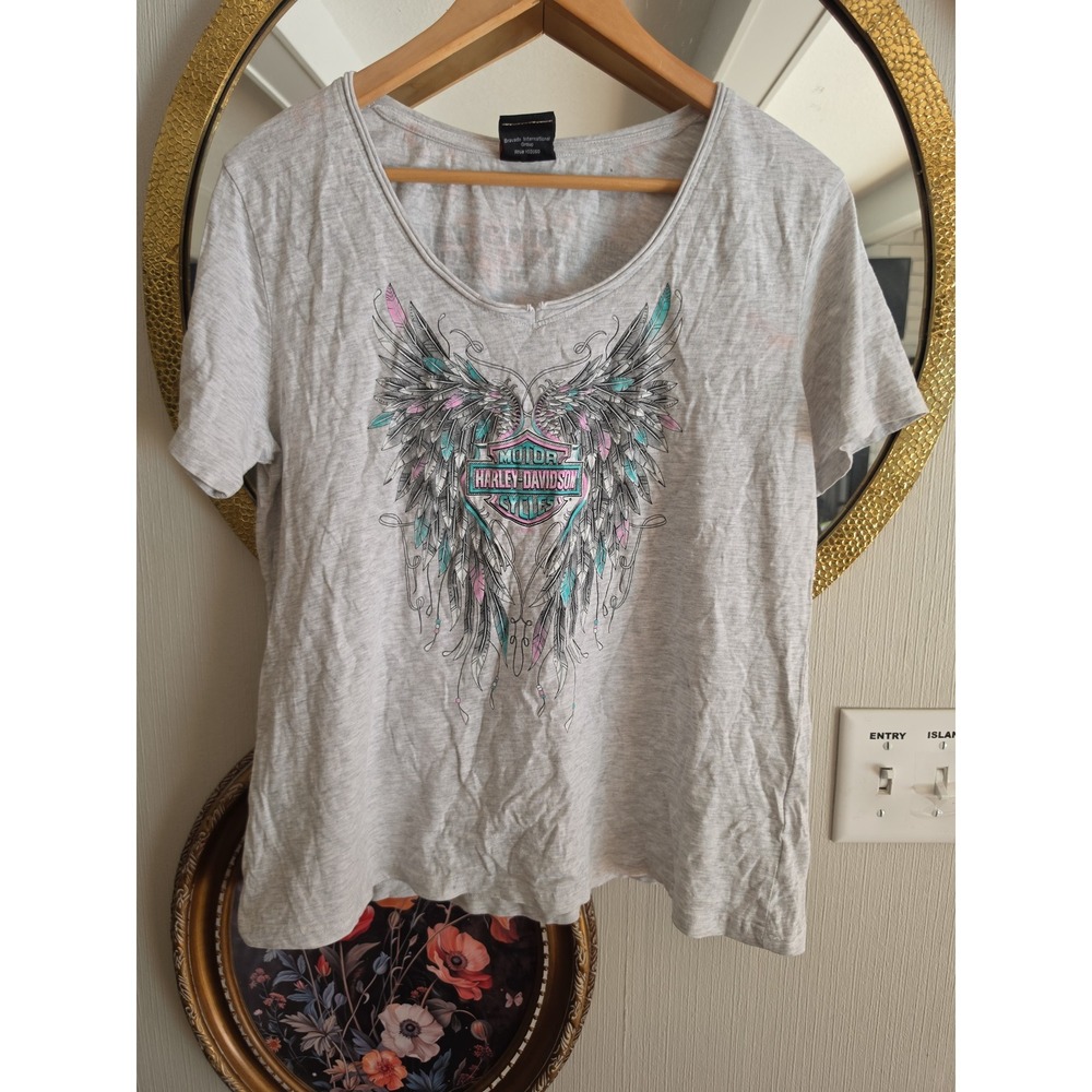 Y2K ash gray Harley Davidson womens xl Williston, ND short sleeve